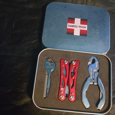 Swiss Tech Gift Box Set Precision Pocket Size Micro Multi Tools New In opeed tin
