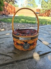 LONGABERGER 1997 Inaugural Basket w/ Plastic Protector & Americana Liner Vintage