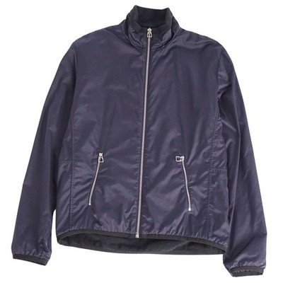 Hermes Jacket Blouson Fleece Zip up Nylon Plain Outerwear Men's M Used MOLO-0
