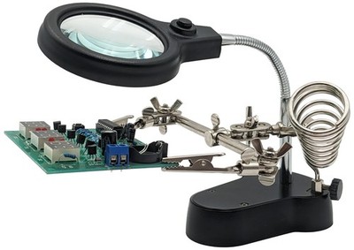 Helping Hand Project Holder Soldering Aid with Flexible 2.5x Magnifying Glass...