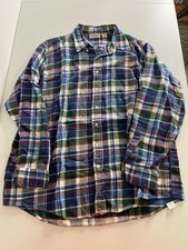 L.L. Bean Vintage USA-Made Plaid 100% Cotton Flannel Button-Down Shirt