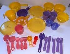 Vintage Little Tikes Play Dishes  Silverware Pots 28 Pieces Pretend Play Lot