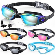 Adult Swim Goggles Adjustable Waterproof Anti-Fog UV Swimming Glasses  Ear Plug