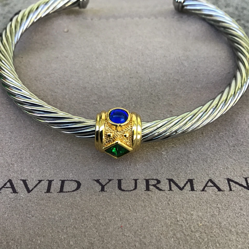 Pulsera Renacentista David Yurman Cromo Diópsido Topacio Azul Plata de Ley 925 Foto 3 de 4