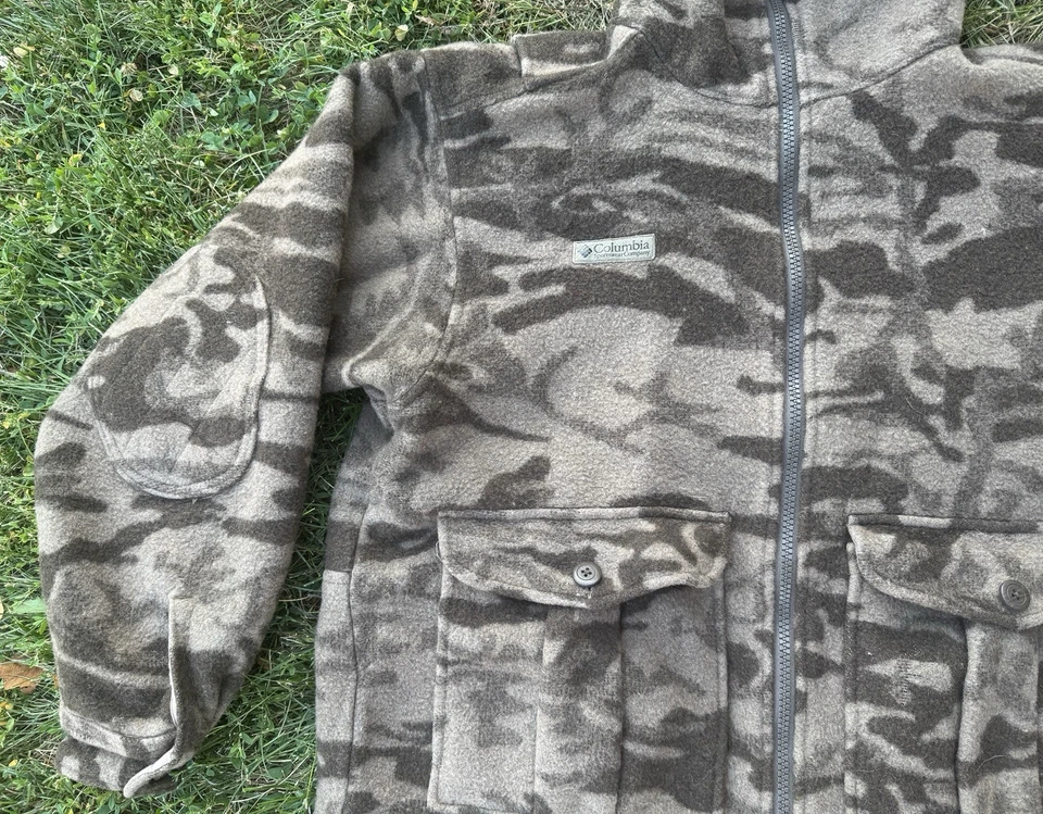 VTG Columbia Parka Mens L Gallatin Wool Blend Hooded Camo Hunting Jacket - Image 3 of 4