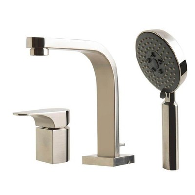 ALFI BRAND Brushed Nickel Deck Mount Tub Faucet Single Handle Modern Design