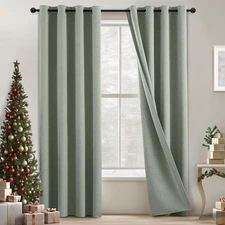 COSVIYA 100% Blackout Sage Green 52W x 84L (Pack of 2), Light 