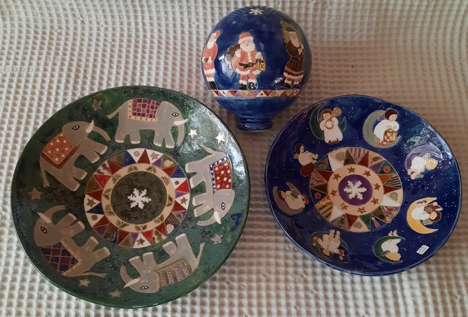 Exklusive Weihnachtsteller 2x u Gartenkugel Keramik Sehr Hochwertig Top Zustand