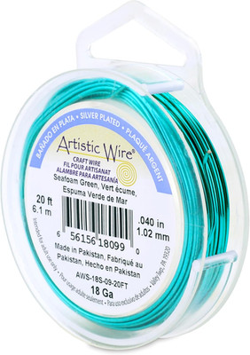 , 18 Gauge Silver Plated Tarnish Resistant Colored Copper Craft Wire, Seafoam Gr