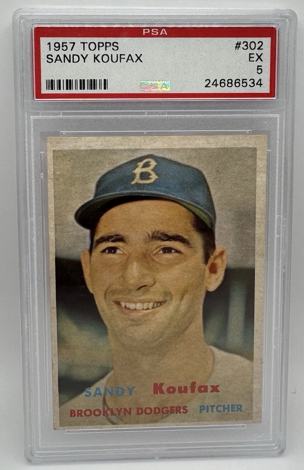 1957 TOPPS #302 SANDY KOUFAX PSA 5 Brooklyn Dodgers