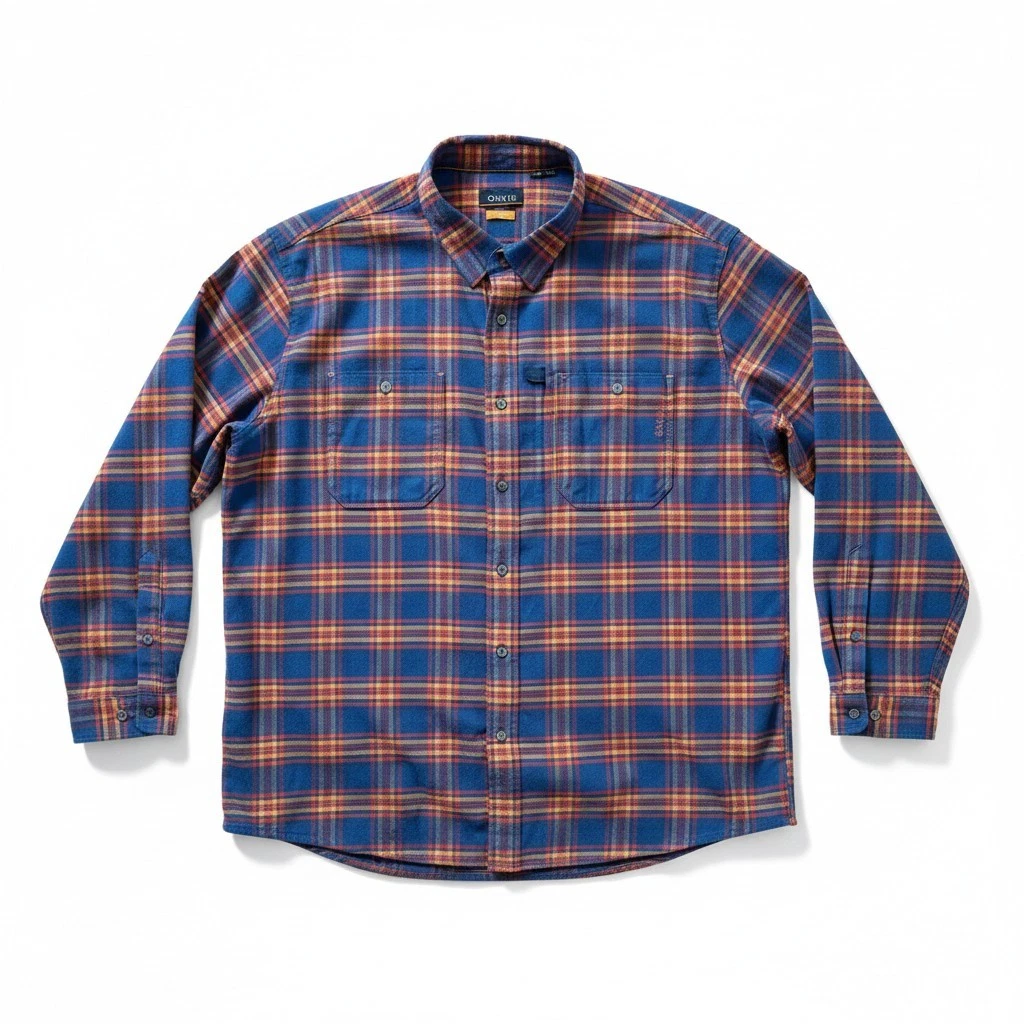 Chemise Pull Homme Orvis - Orange Moyen - 1/4 Zip - Manches Longues Col - Coton - Taille M