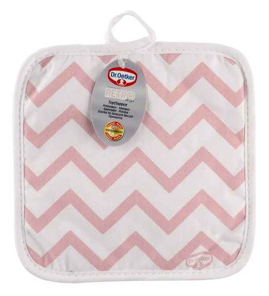 Dr. Oetker - 2X Topflappen 20X20Cm Rosa Weiß RüCkseite Grau Weiß Retro (4634)-image