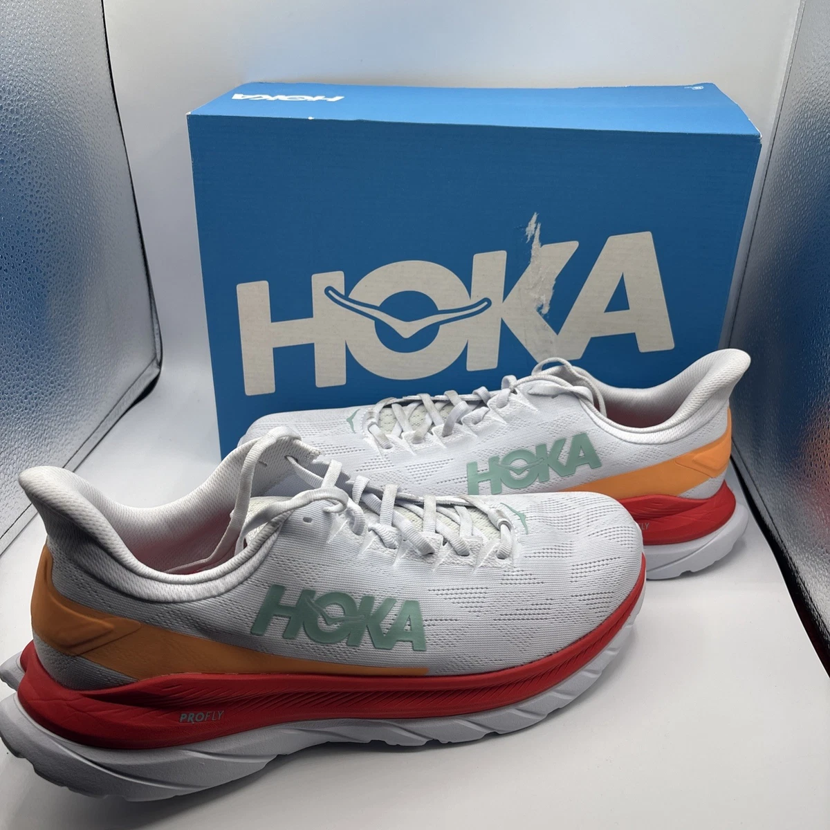 Hoka One One Mach 4 Mens Size 14 D White Fiesta Road Running Shoes HOKA Mach 4 M WHITE / FIESTA main image 4