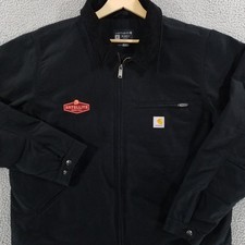 Carhartt Jacket XL Black Detroit Duck Canvas Blanket Lined Iconic Relaxed J01