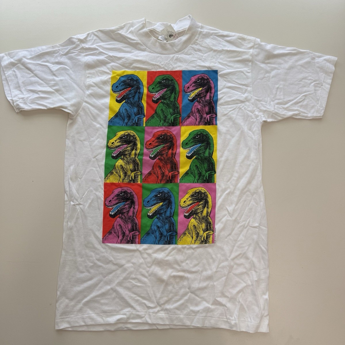 Vintage Stanley DeSantis Shirt Size Large T Rex Color Block Print