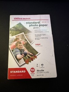 Office Depot Standard Gloss Inkjet Photo Paper 100 Sheets 4" x 6" New