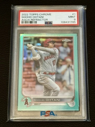 2022 Topps Chrome Shohei Ohtani Aqua Refractor #47/199 PSA 9 Mint Low Pop