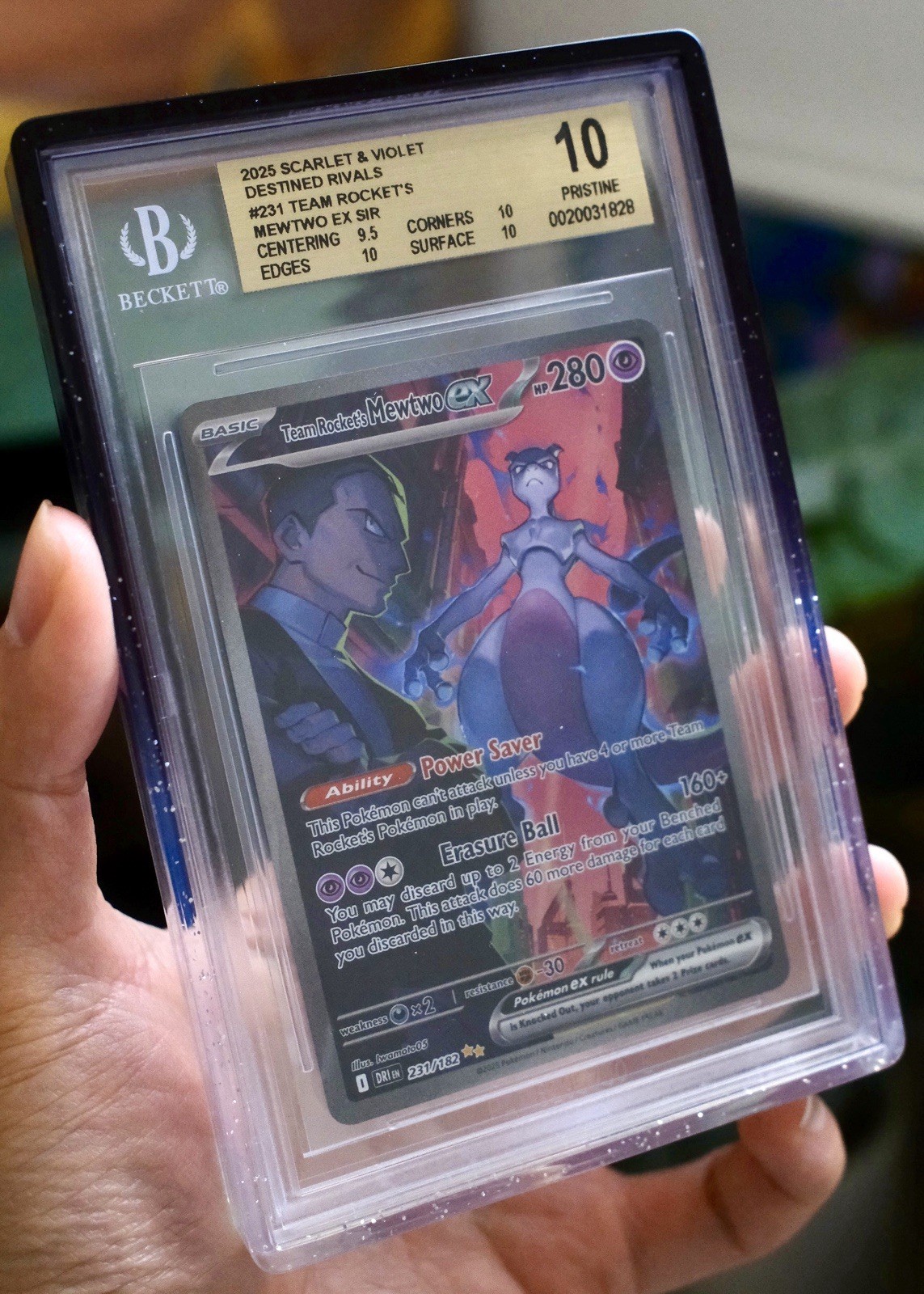 2025 POKEMON DRI SPECIAL ILLUSTRATION RARE #231 TEAM ROCKET'S MEWTWO EX BGS 10 view 1
