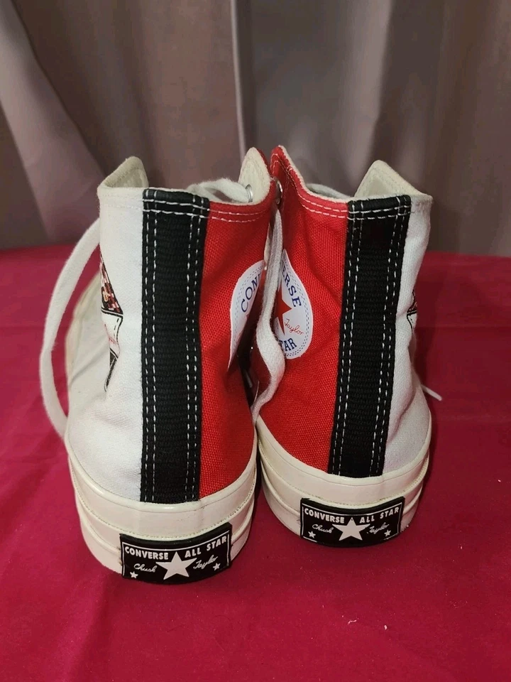 Tenis unisex CONVERSE CHUCK 70 HIGH blancos con logotipo Play rojo universitario 166747C Foto 4 de 4