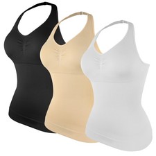Womens Slimming Cami Tank Tops wtih Built Bra Tummy Control Body Shaper Camisole
