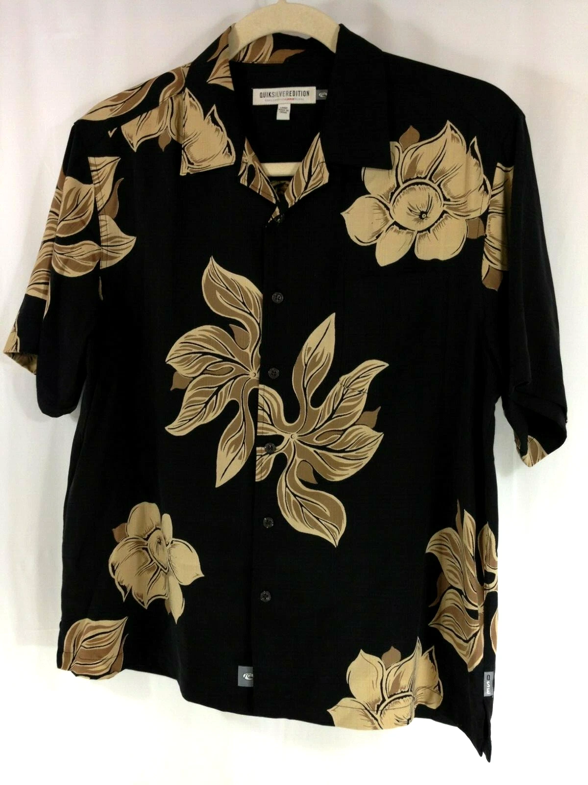 Quiksilver Edition Mens L Aloha Tropical Hawaiian Button Down Silk Shirt