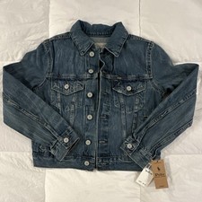 NWT Polo Ralph Lauren Kids Denim Jacket American Flag Patch Logo Button M 10/12