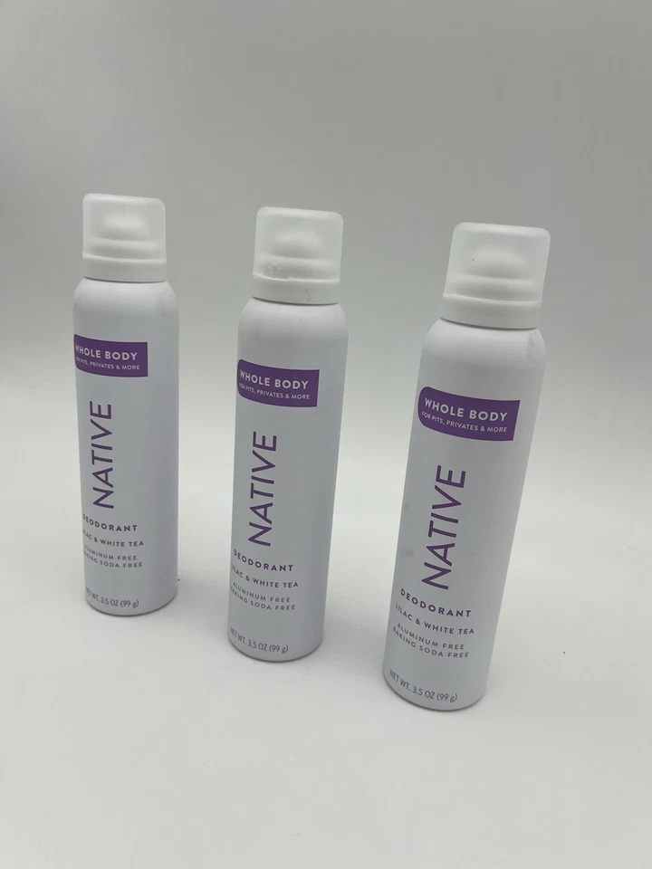 Desodorante nativo para todo el cuerpo spray té lila y blanco 3,5 oz Ea nuevo LOTE DE 3 Foto 3 de 4