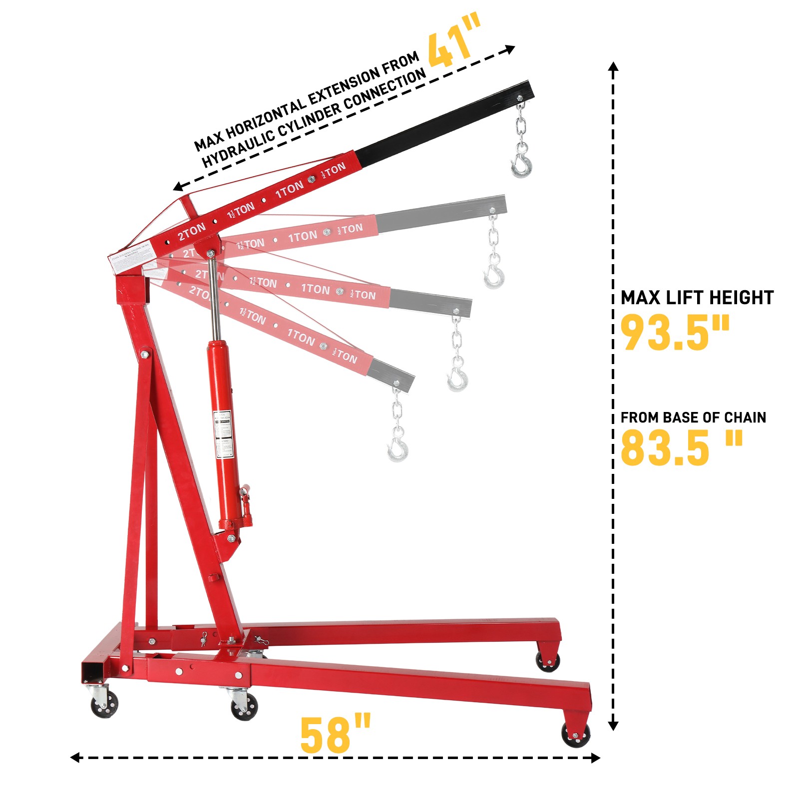New Hot 2 TON Red 4000lb Engine Motor Hoist Cherry Picker Shop Crane Lift