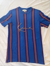 DE COLECCIÓN ~ Camisa Karl Kani Para Hombres GRANDE Rayas Verticales Bordado Logo Hip Hop Y2K