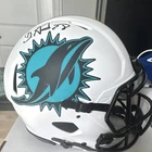 Devon Achane Miami Dolphins White Helmet BAS Witness Authenticated Signed