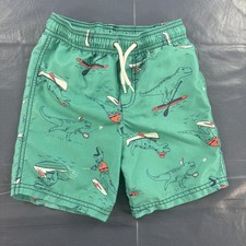 Carter's Swim Trunks Shorts Boys 5 Green Dinosaur Surf Print Elastic Waist Beach