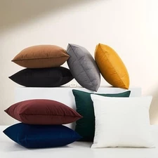 Solid Color Velvet Throw Pillow with Insert Included (Dark 20"x20" Burgundy Red