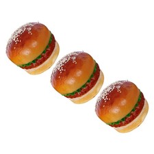 3 Pcs Faux Burger for Decoration Food Models Realistic Fake Hamburger