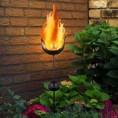 Stecklampe Gartenleuchte Solarlampe LED Garten Fackel Feuereffekt Höhe 93,5 cm