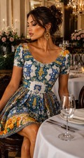 Dolce & Gabbana Majolica Orange printed Cotton Dress