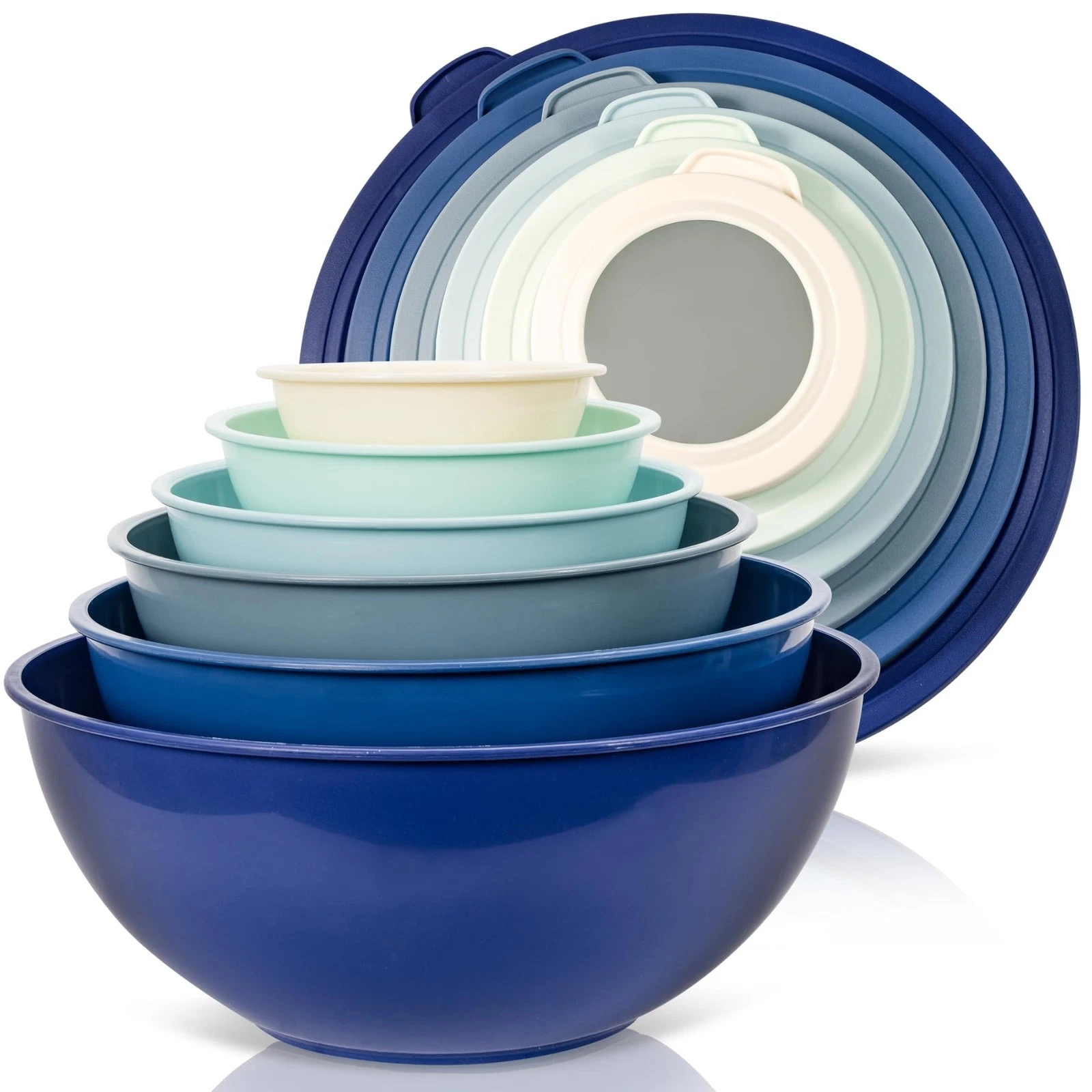WHYSKO Mixing Bowl Set, 12 Piece Colorful Plastic Mixing Bowls with Lids Set ...