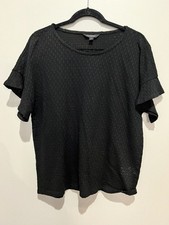 Banana Republic Black Eyelet Short Sleeve Blouse - Large