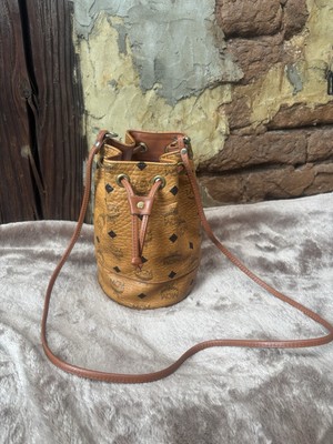 MCM Visetos Cognac Drawstring Mini bag