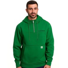 John Deere Green Quarter Zip Pullover Hoodie Sweatshirt Kangaroo Pocket Sz S NWT