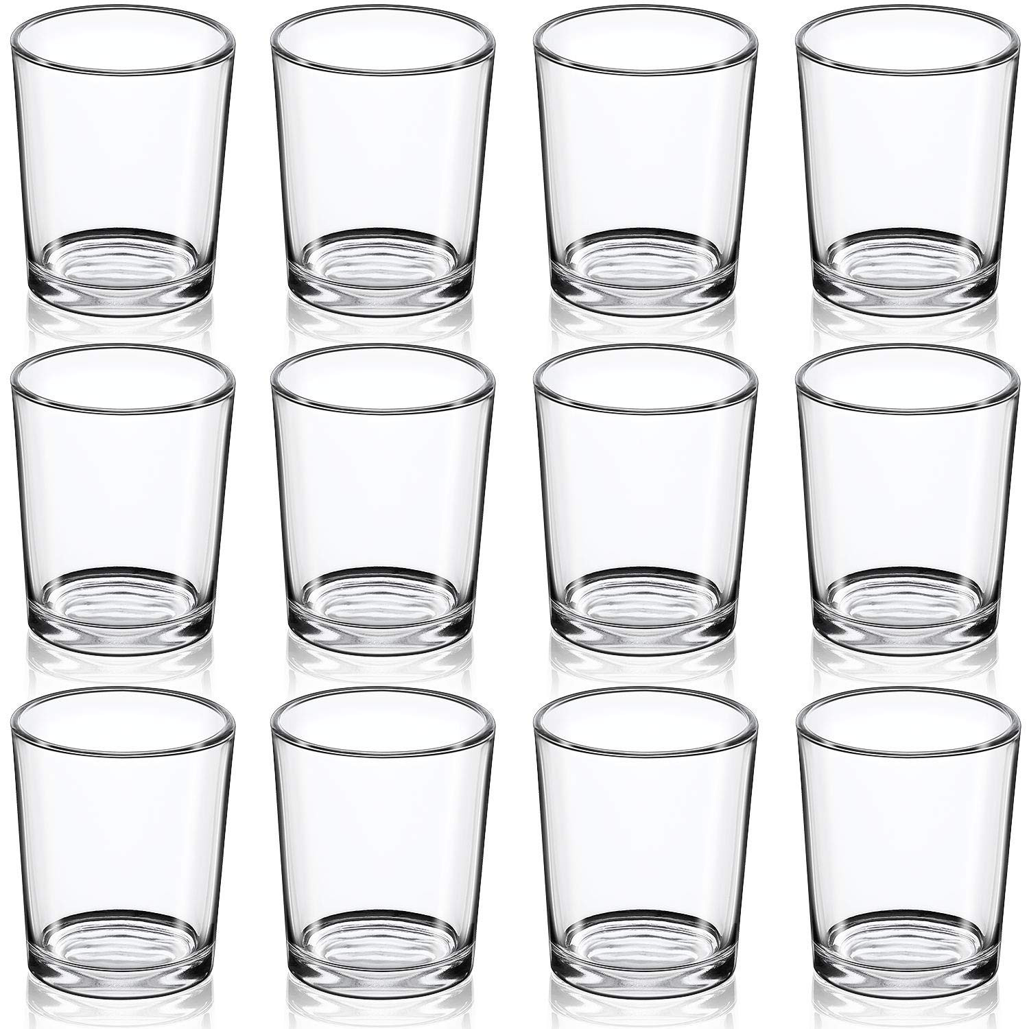 DARJEN Set of 12 Clear Glass Votive Candle Holders for Floating Candles