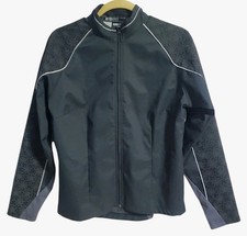 IllumiNITE Jacket L Black Gray Floral Reflective Cycling Running w Back Pocket