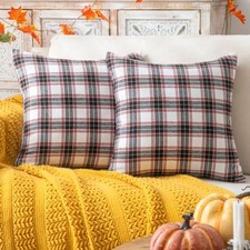 Christmas Plaid Throw Pillow Covers 20 x 20 mas 20" x 20" Pack of 2 Black