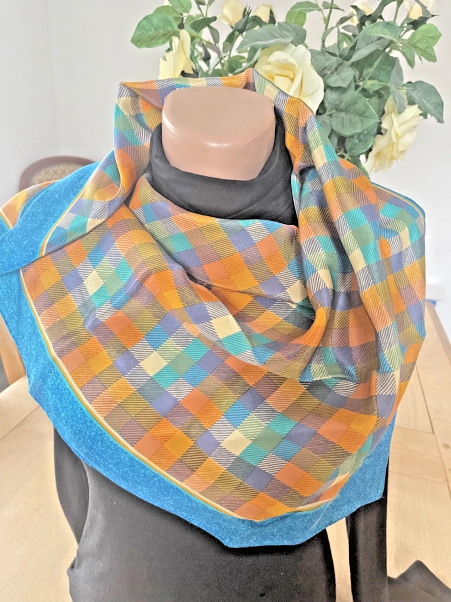 foulard écharpe soie femme turquoise CB FOULARDS FRANCE CBFE 2507