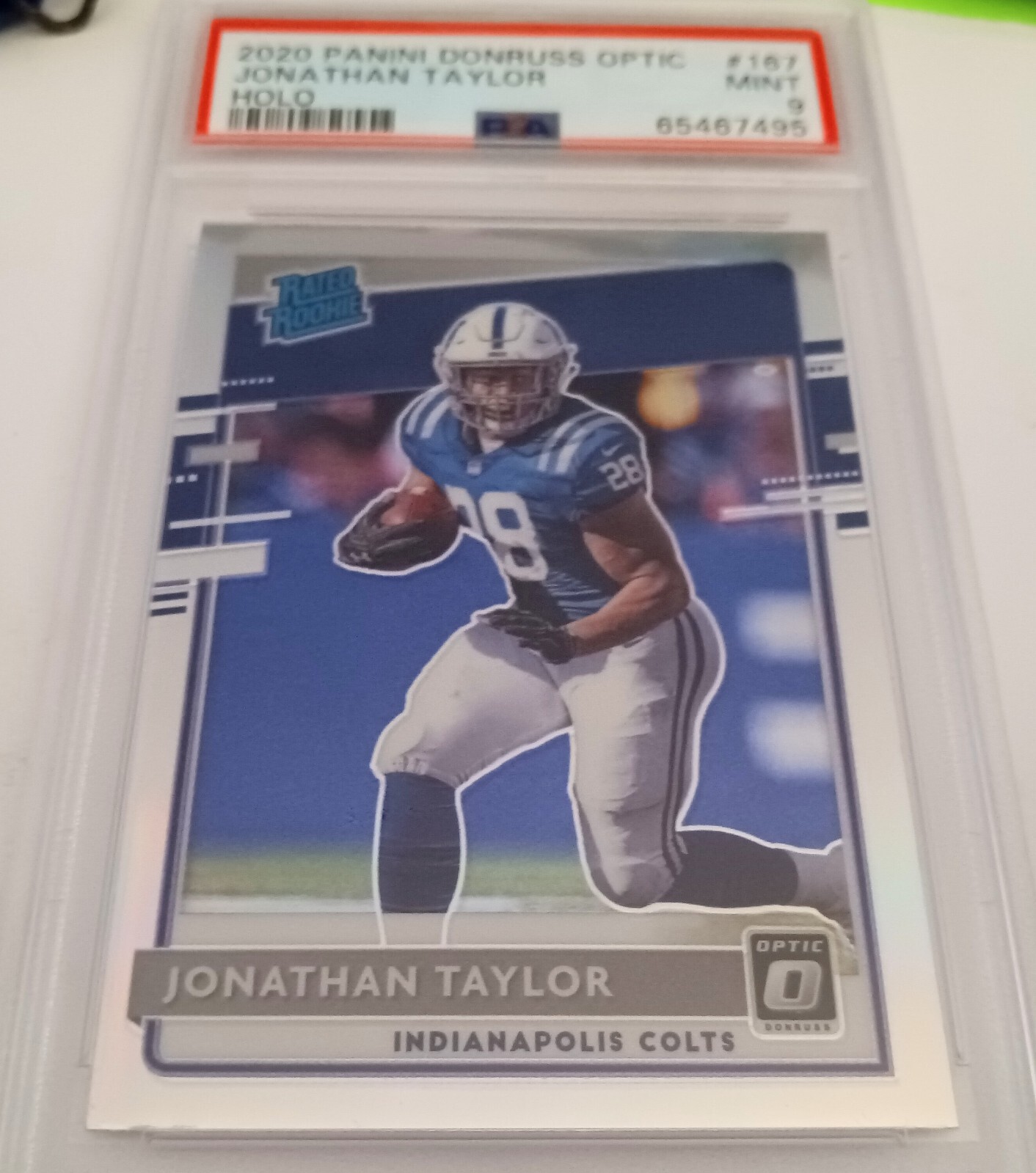 2020 Jonathan Taylor Panini Donruss Optic HOLO ROOKIE Card #167 PSA 9 MINT RC