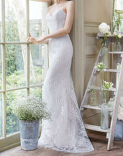 Tara Keely Hayden 2659 Wedding Dress Gown 8-12 Off-White Tulle Sparkle Open Back