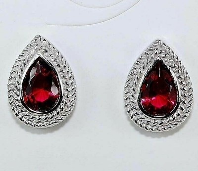 Ohrringe 2 kt behandelter Rubin 925 massiv Sterlingsilber Schmuck YB1-2