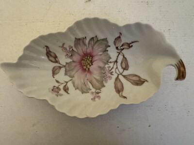 Vintage Old Nuremberg Bavaria Germany Porcelain Leaf-Shaped Trinket Dish