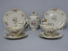 Royal Tettau Königl pr Tettau Vogel Tee für 2 Set Topf Milch Zucker Tasse Untertasse Teller