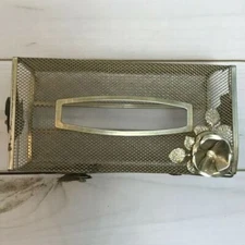 Vintage Mid-Century Gold Mesh Metal Facial Tissue Holder Roses