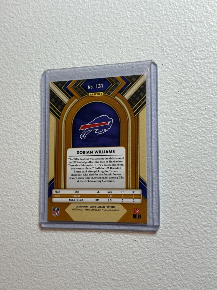 Dorian Williams 2023 Panini Gold Standard Rookie #137 FOTL 4/14 RC Buffalo Bills - Image 2 of 2